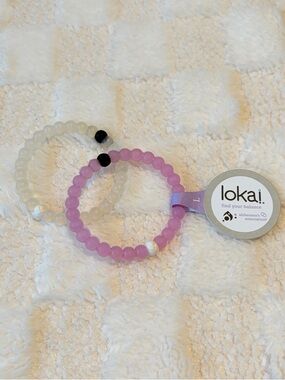 Lokai Bracelet Set Purple White Alzheimer’s Association Balance Beaded Size L
